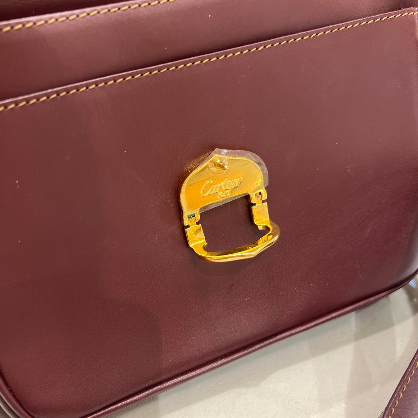 Cartier Vintage Burgundy Must Line Leather Shoulder Bag