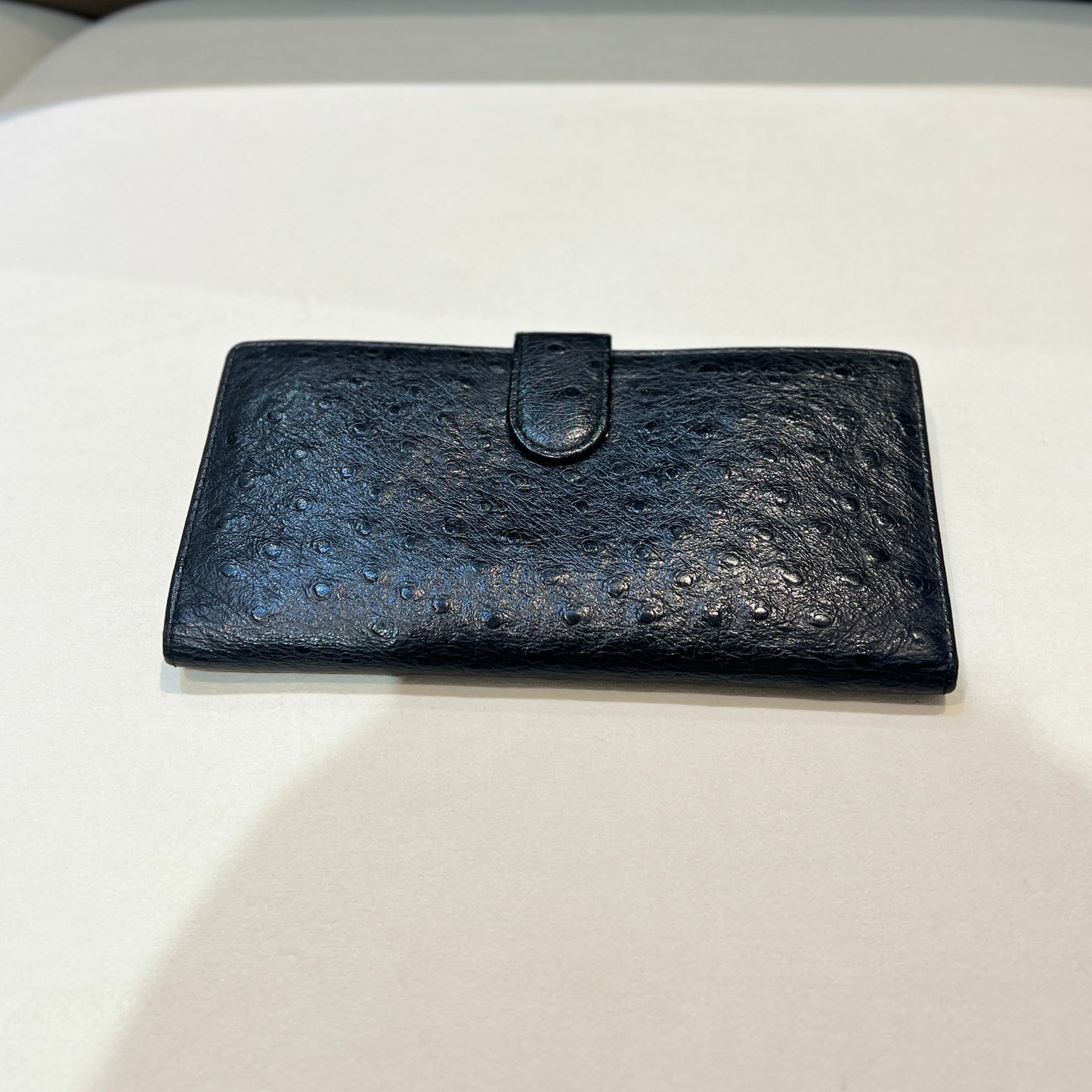 Versace Vintage Black Ostrich Leather Long Wallet