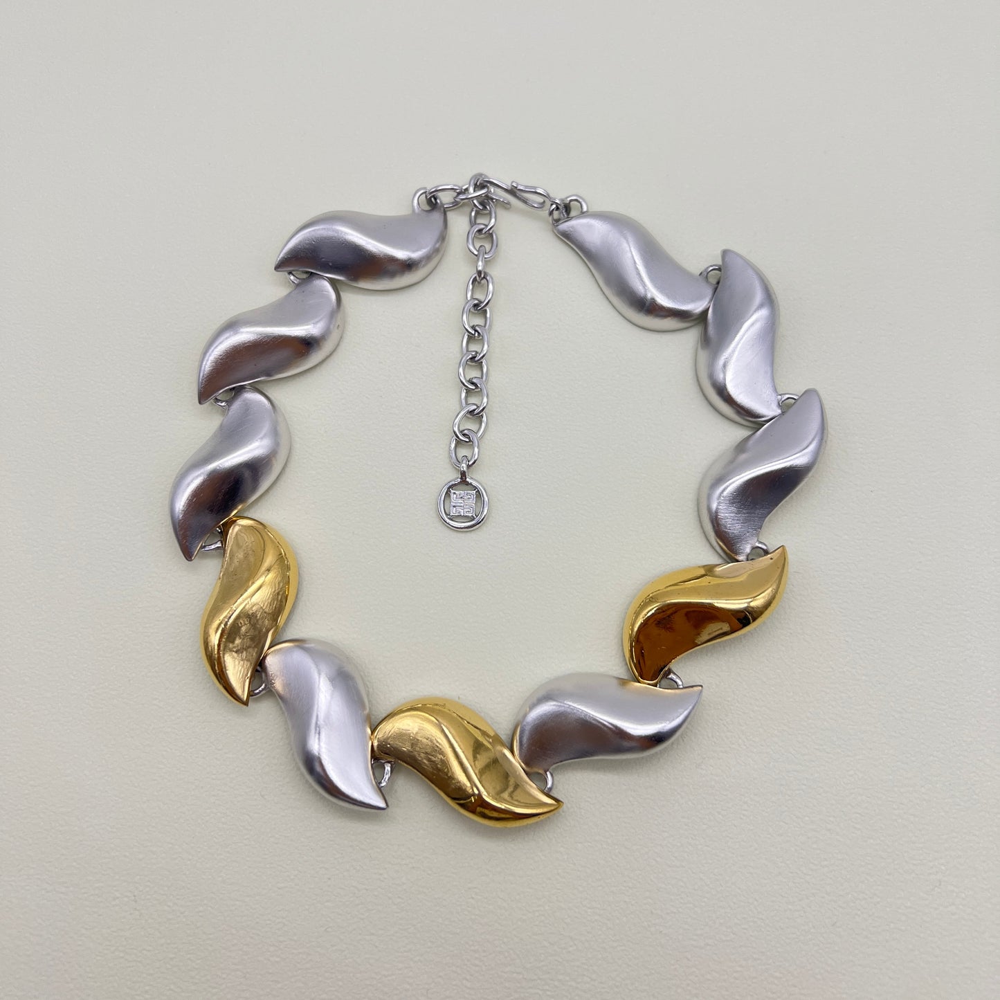 Givenchy Vintage Stylish Waved Two Tone Necklace