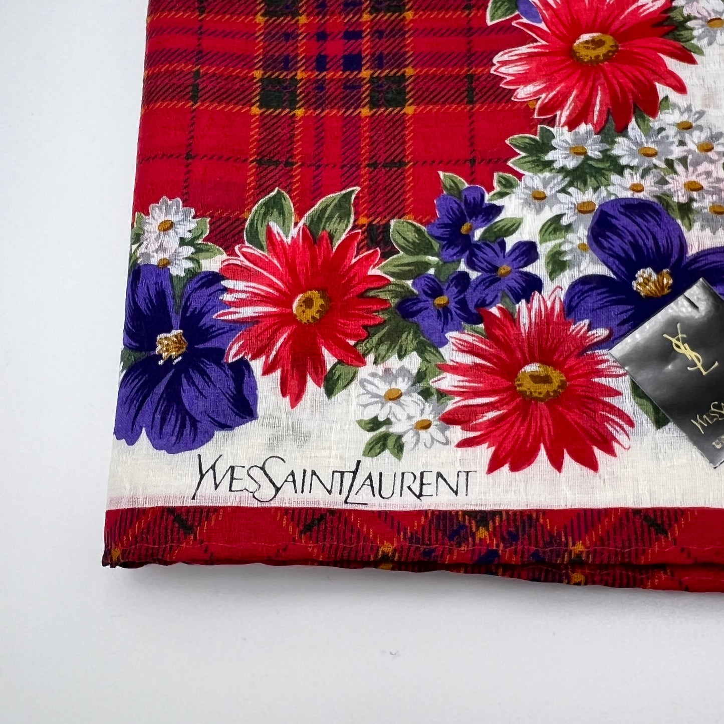 Yves Saint Laurent Vintage Unused Cotton Handkerchief, Pocket Square