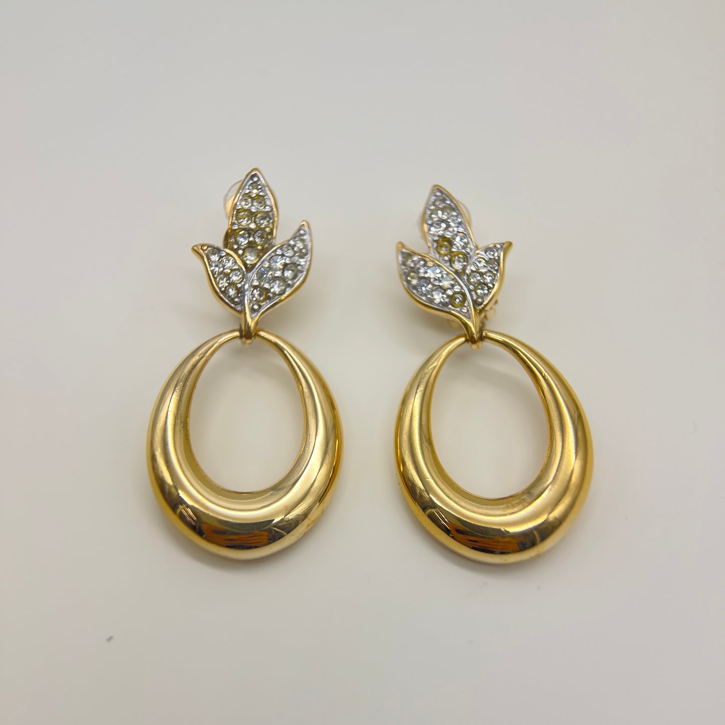 Givenchy Vintage Rhinestone Golden Clip-on Earrings