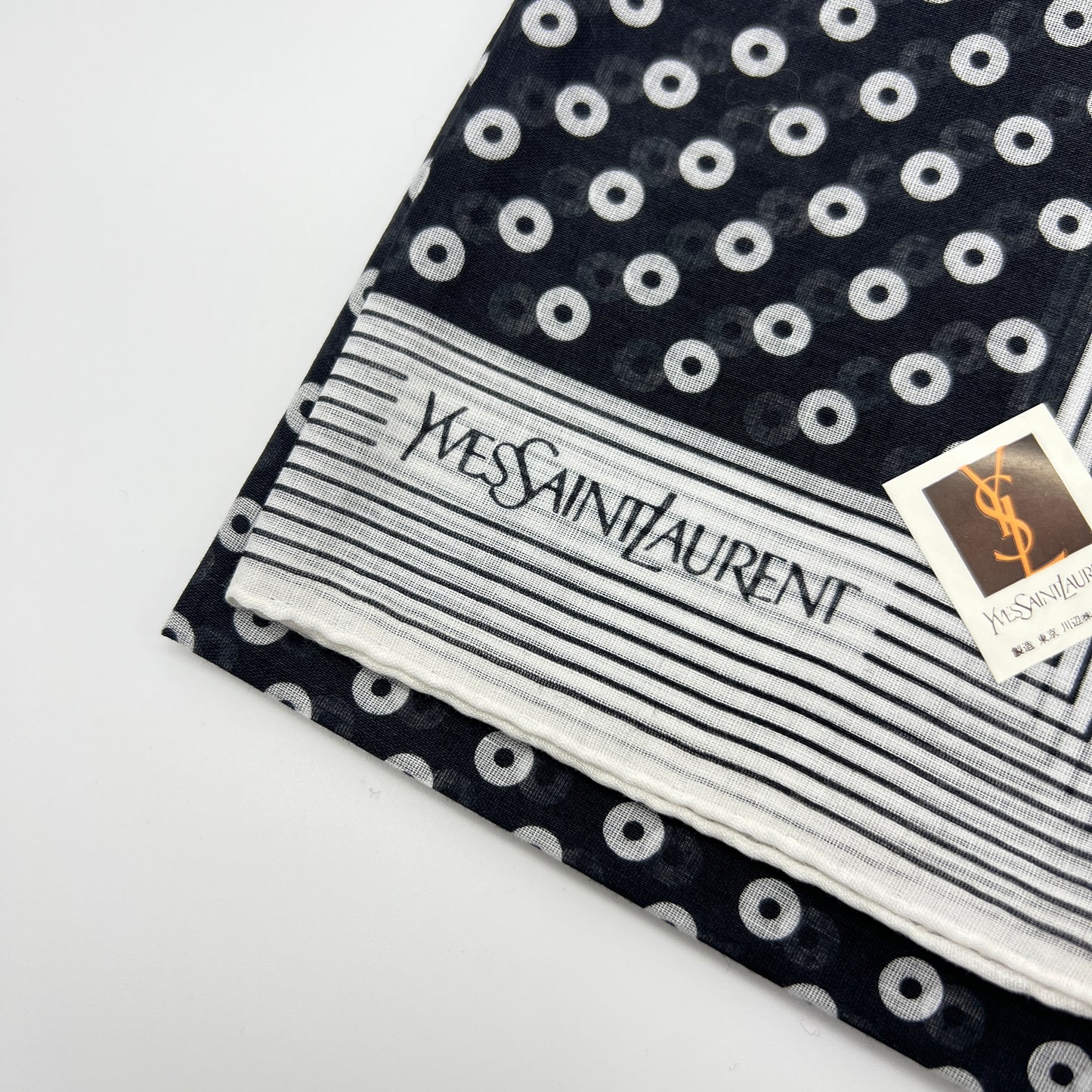 Yves Saint Laurent Vintage Unused Cotton Handkerchief, Pocket Square