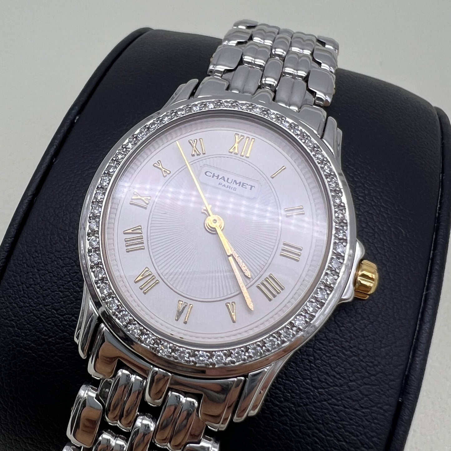 Chaumet Vintage Diamond Oval Face Stainless Steel Ladies Watch