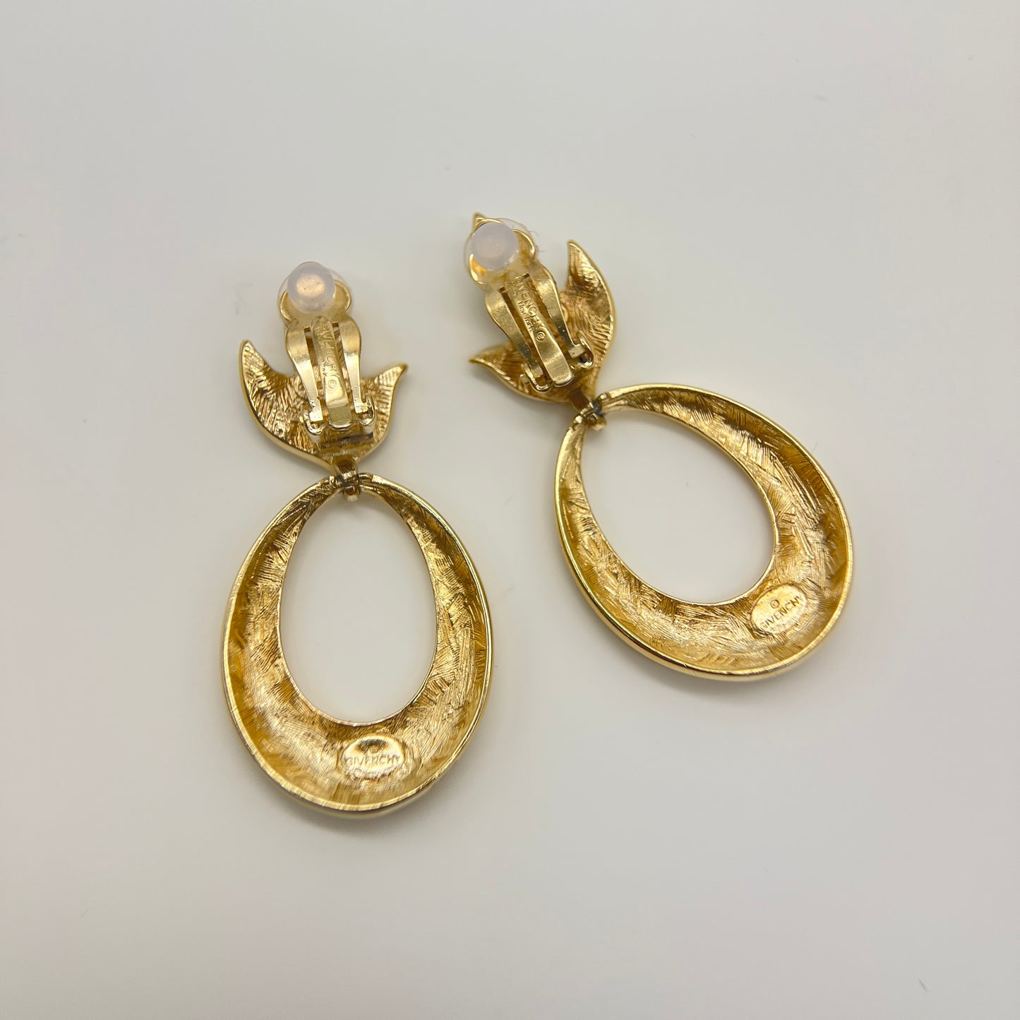 Givenchy Vintage Rhinestone Golden Clip-on Earrings