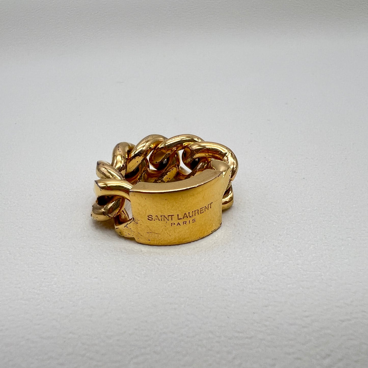 Yves Saint Laurent Vintage Stylish Golden Chain Ring #11
