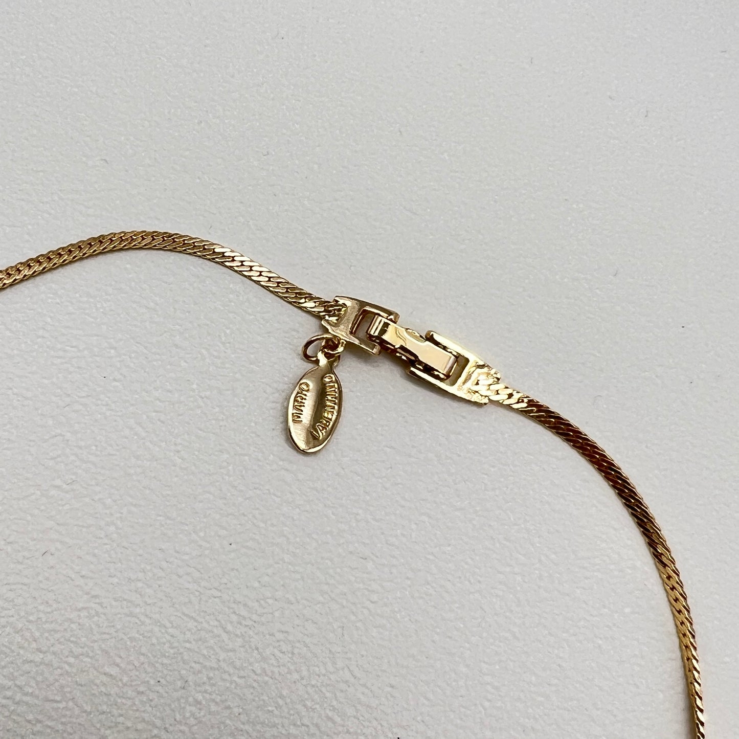 Valentino Mario Vintage Stylish Rhinestone Golden Pendant Necklace
