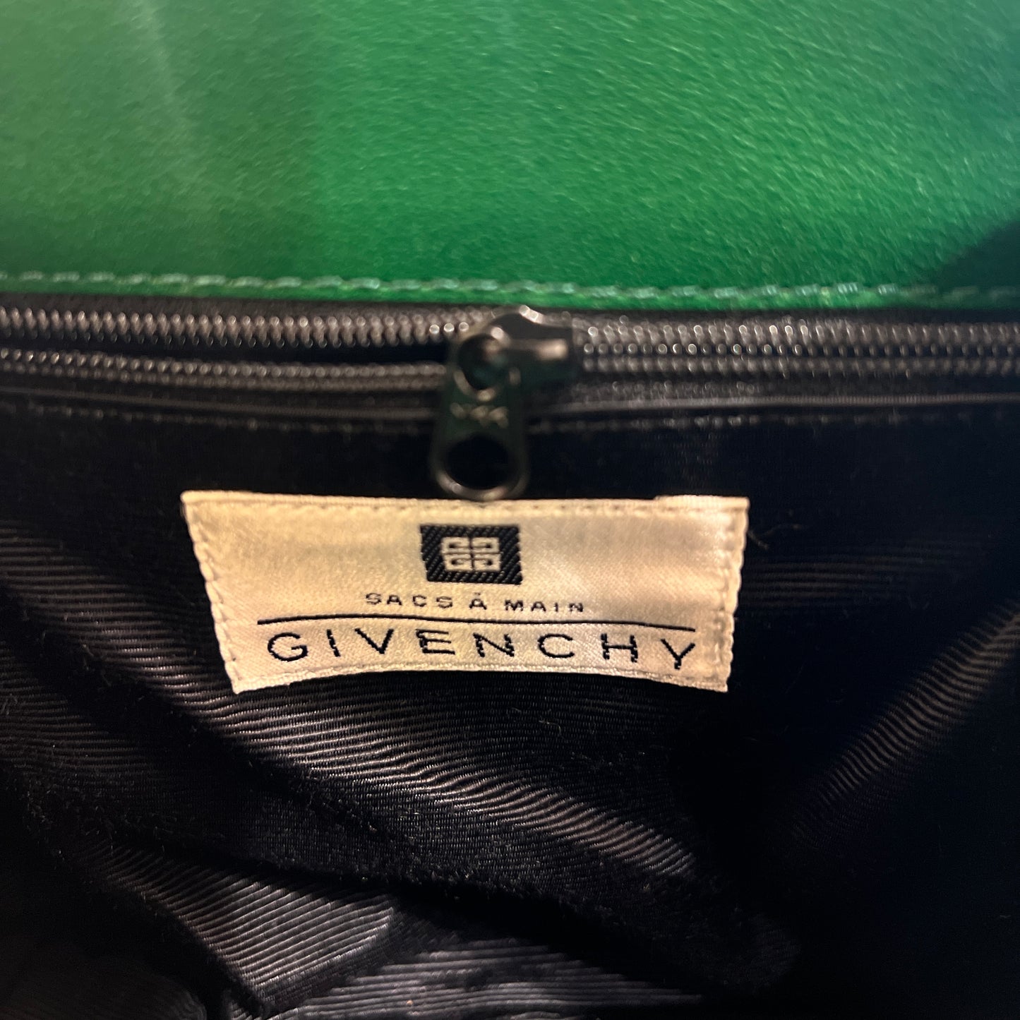 Givenchy Vintage Golden G Logo With Green Leather Shoulder Bag