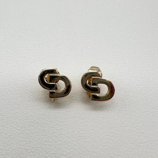 Christian Dior Vintage CD Logo Golden Clip-on Earrings