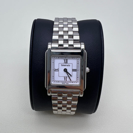 Tiffany Vintage Square White Face Stainless Steel Ladies Watch