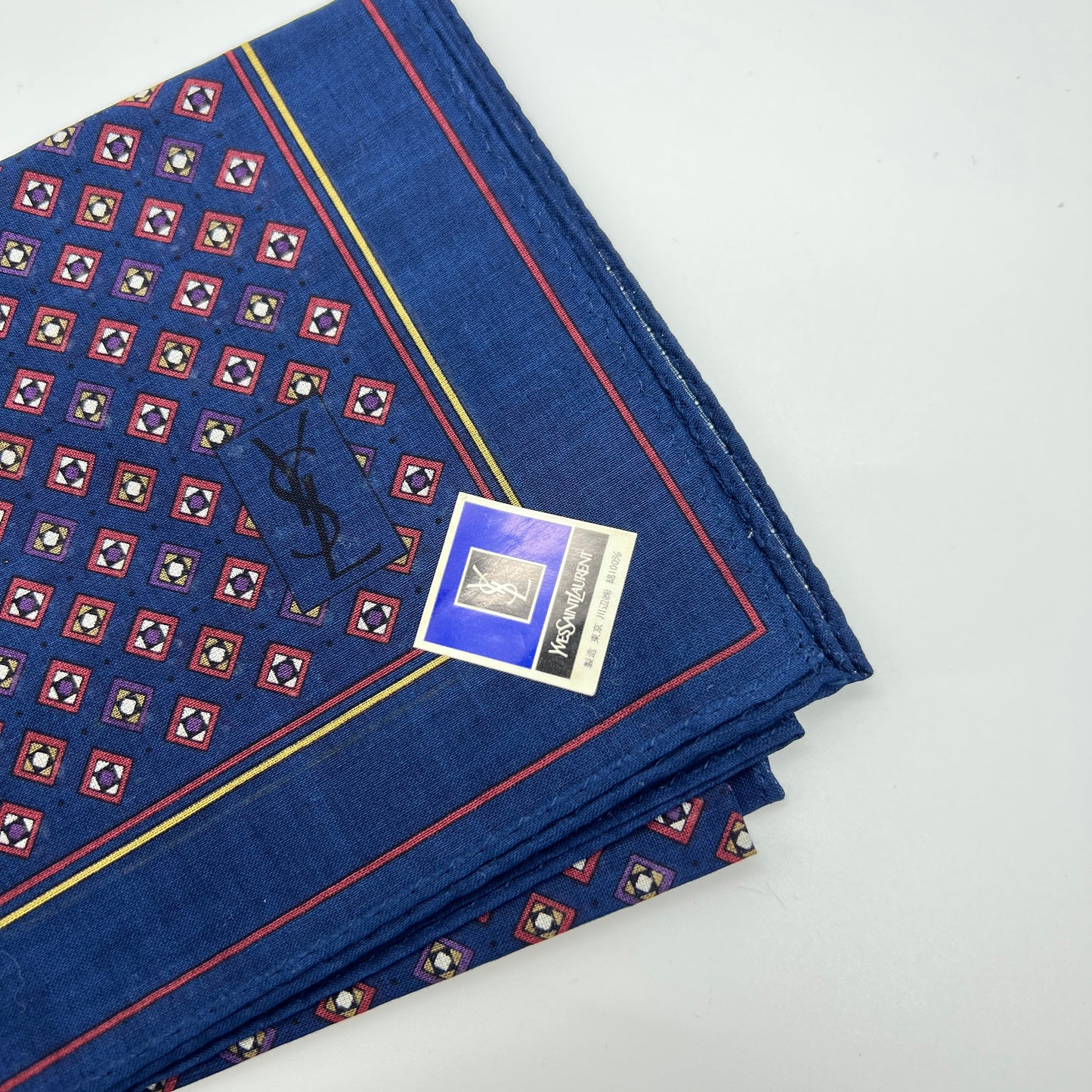 Yves Saint Laurent Vintage Unused Cotton Handkerchief, Pocket Square