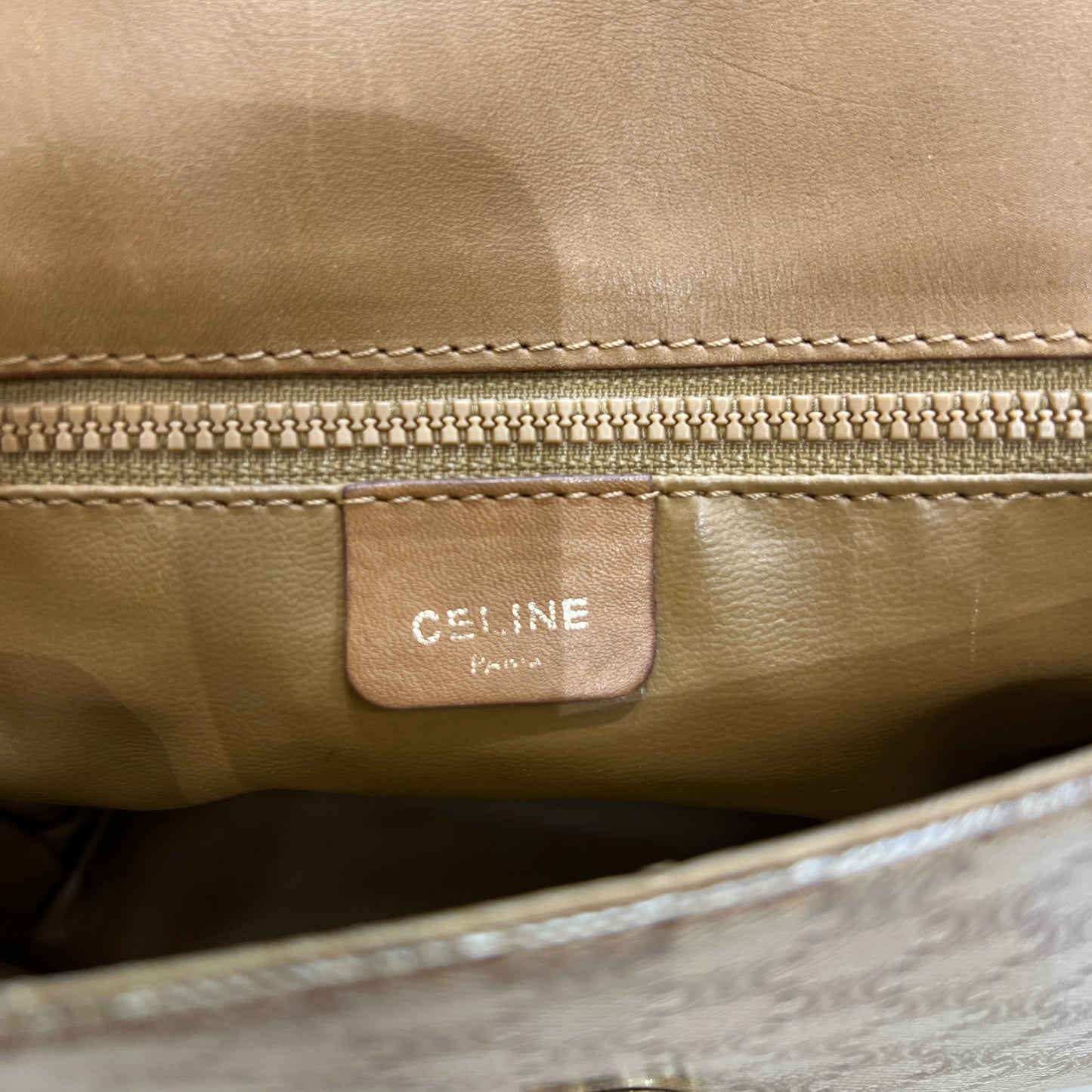 Celine Vintage Light Brown Macadam Canvas Shoulder Bag