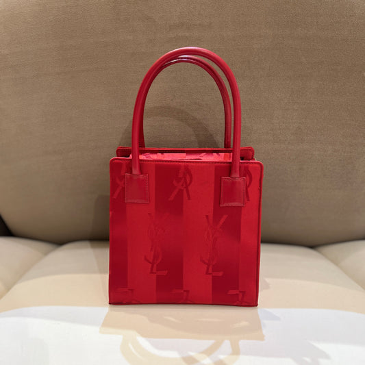 Yves Saint Laurent Vintage Red Logo Monogram Top Handle Handbag