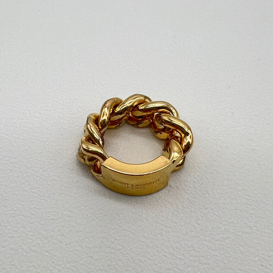 Yves Saint Laurent Vintage Stylish Golden Chain Ring #11