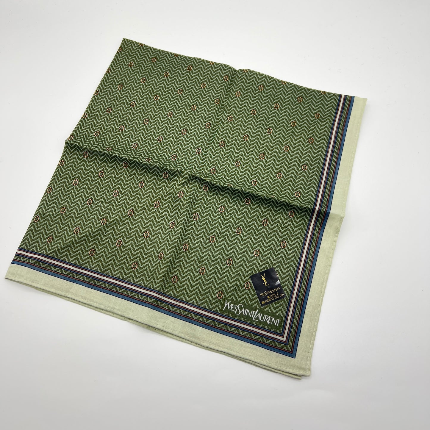 Yves Saint Laurent Vintage Unused Cotton Handkerchief, Pocket Square