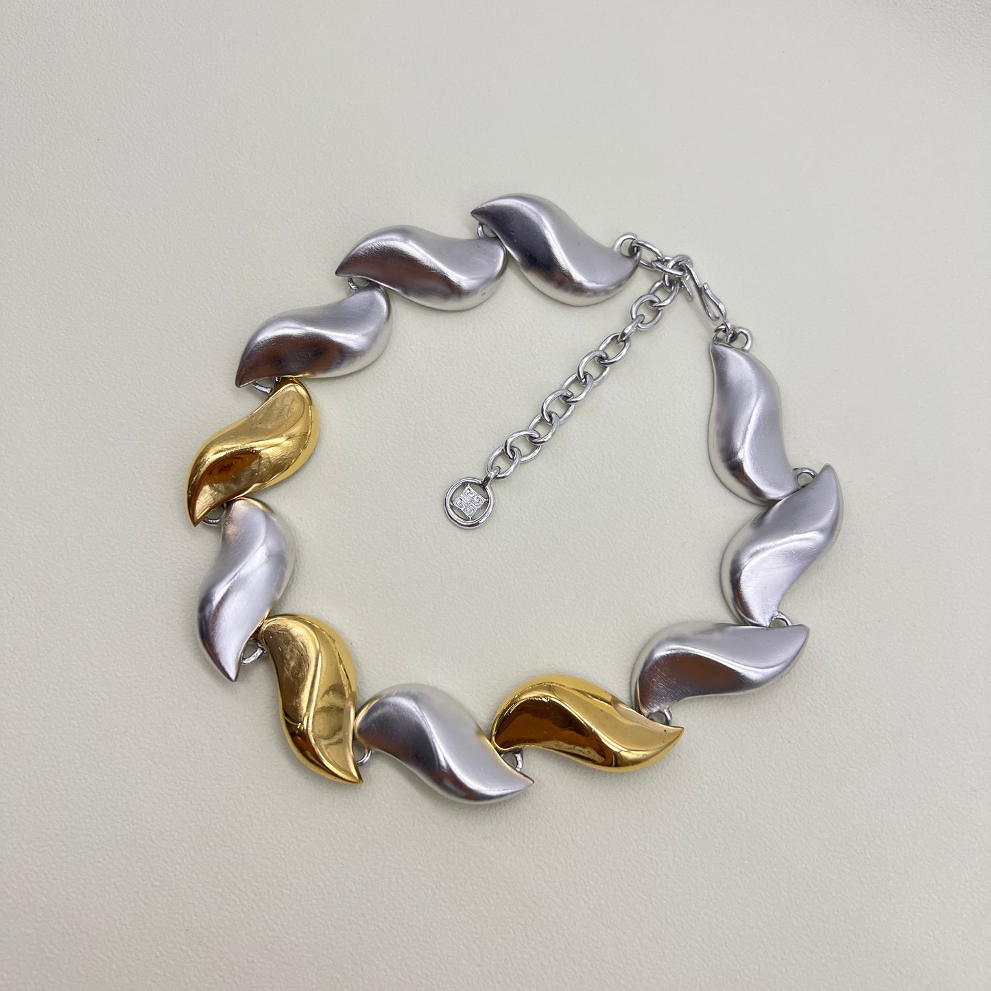 Givenchy Vintage Stylish Waved Two Tone Necklace