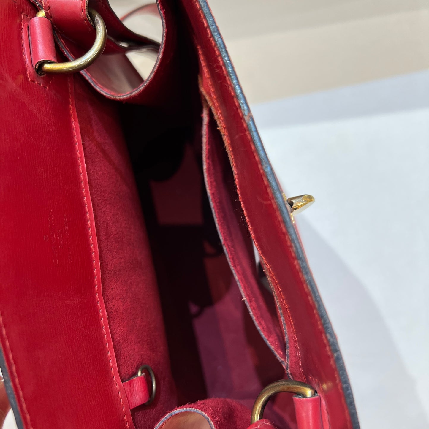 Louis Vuitton Vintage Cluny Red Epi Leather Shoulder Bag