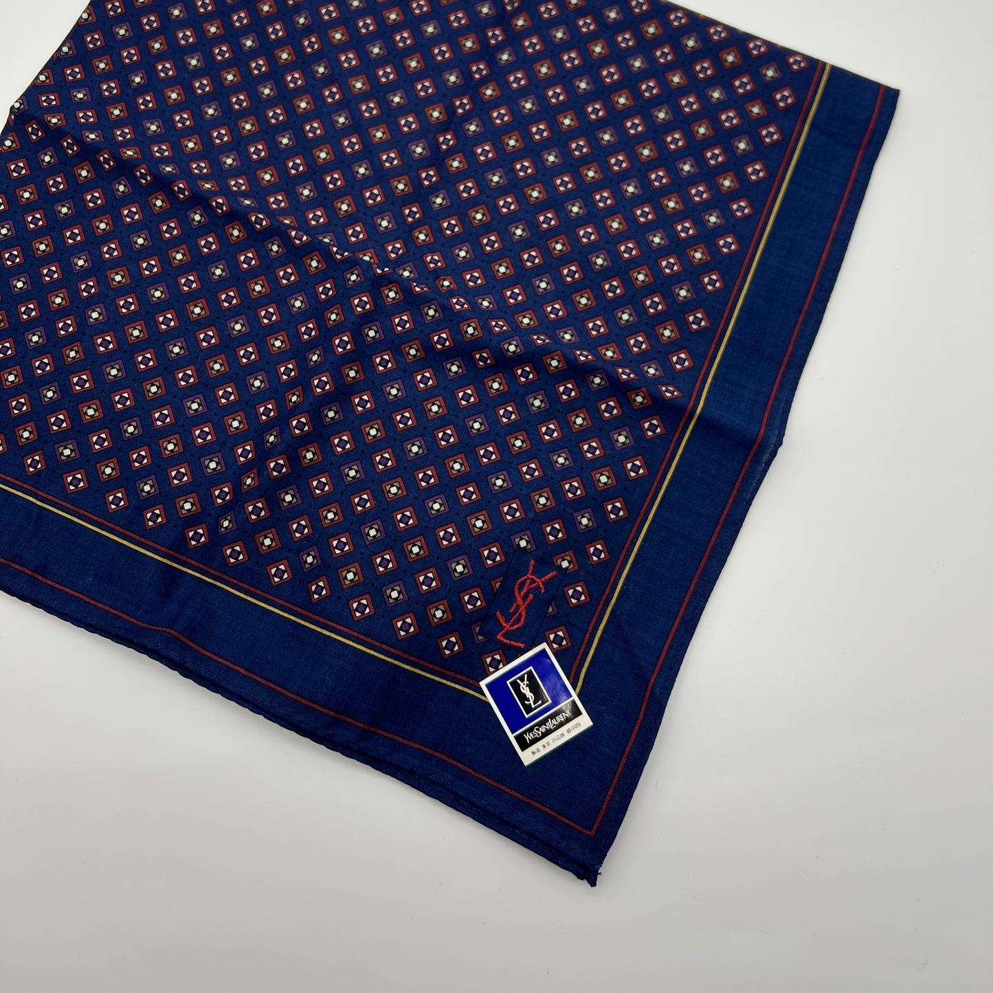 Yves Saint Laurent Vintage Unused Cotton Handkerchief, Pocket Square