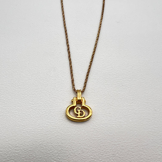 Christian Dior Vintage CD Logo Golden Necklace