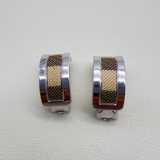 Burberry Vintage Check Silver Clip-On Earrings