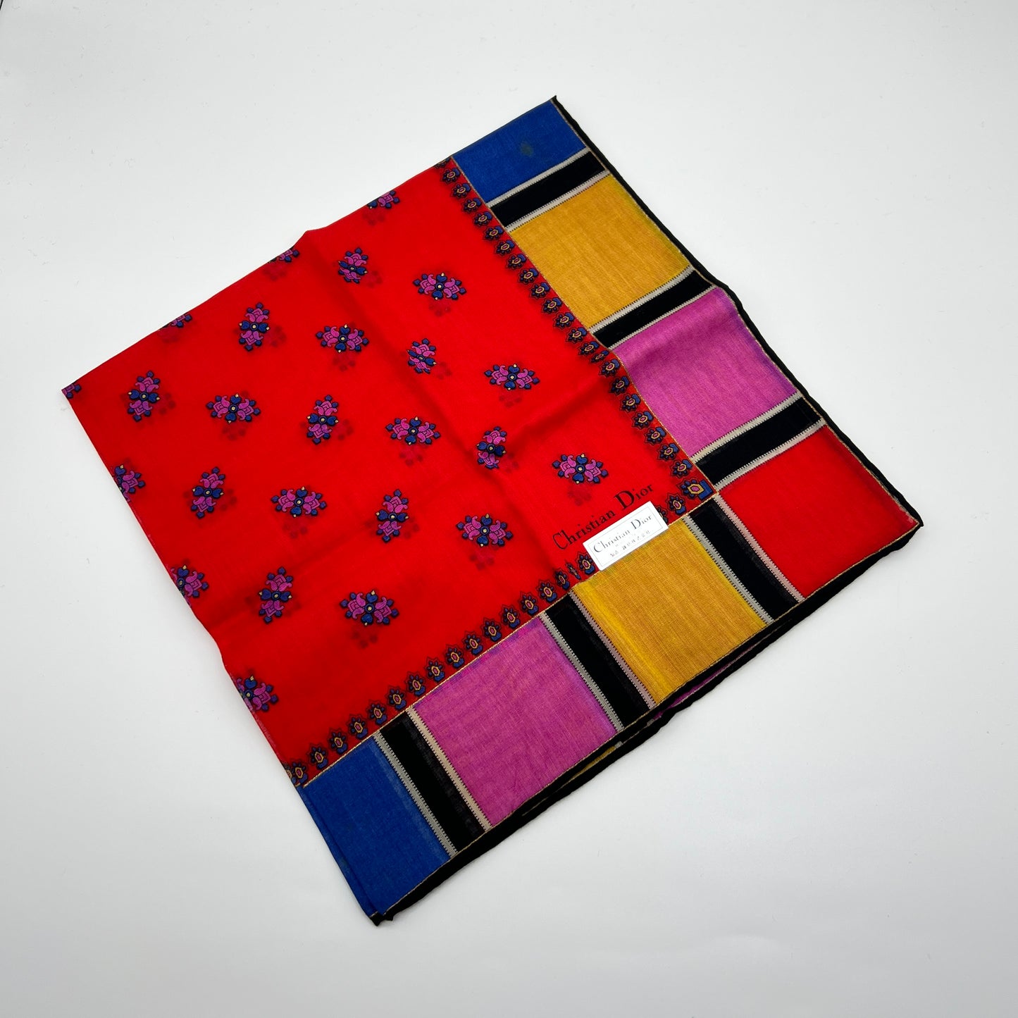 Christian Dior Vintage Unused Cotton Handkerchief, Pocket Square