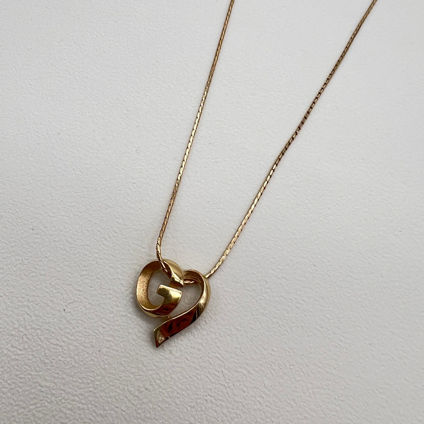 Givenchy Vintage G Logo Heart Pendant Golden Necklace