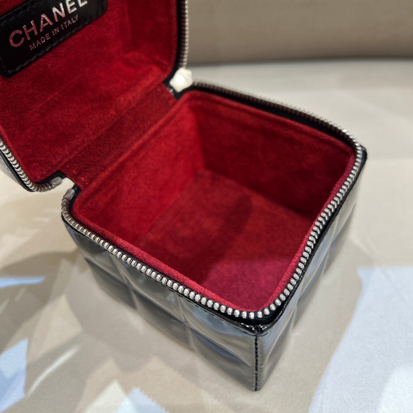 Chanel Vintage Black Chocolate Bar Cube Pouch