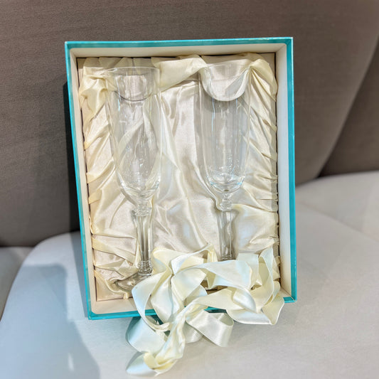 Tiffany Vintage Flute Type Champagne Glass Set of 2