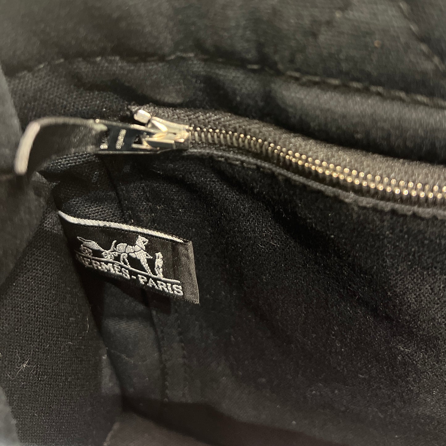 Hermes Vintage Noir Leather And Canvas Pm Fool Tote Bag