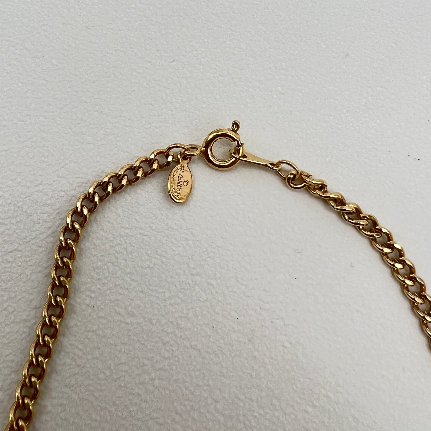 Givenchy Vintage G Logo In Rhombus with Rhinestone Golden Necklace
