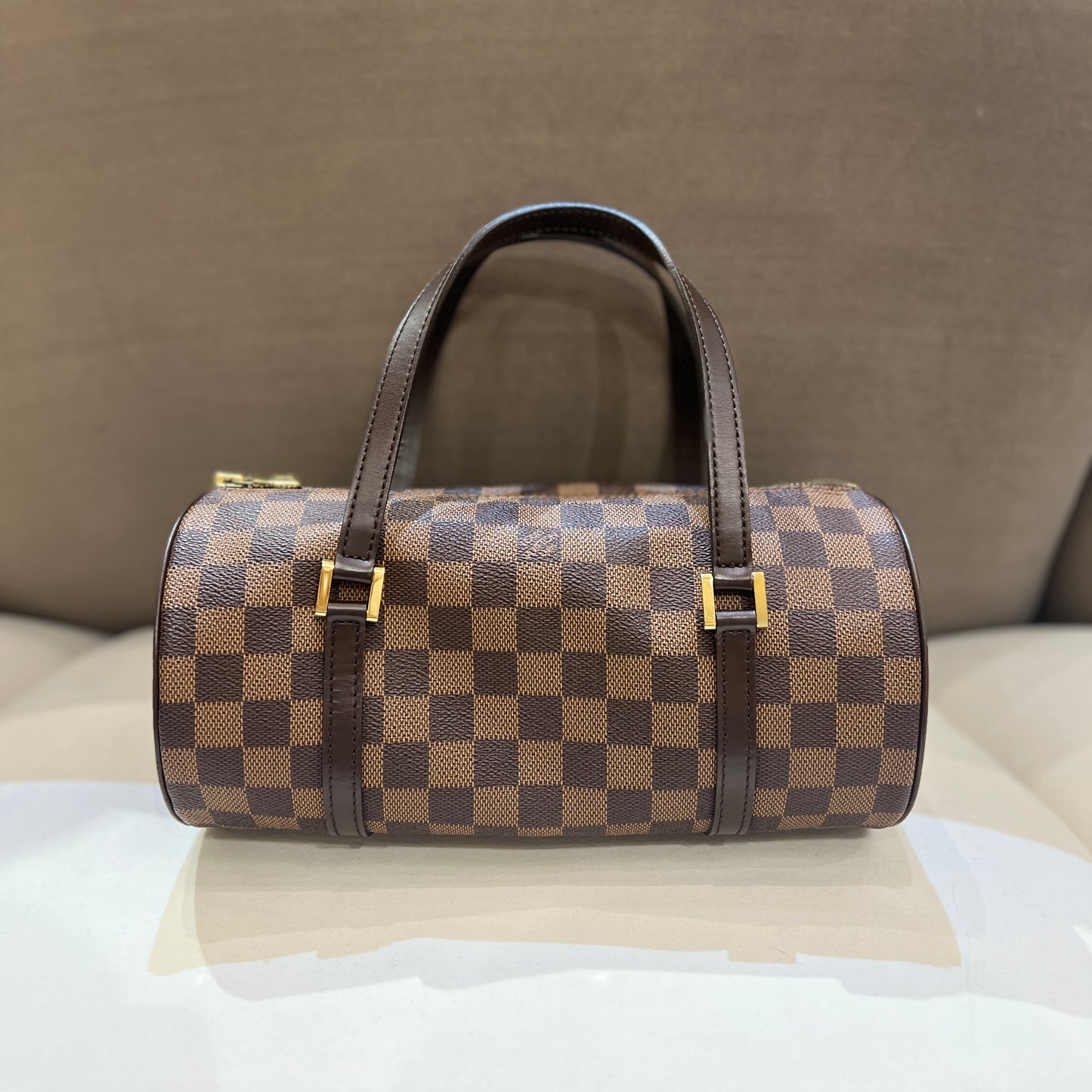 Louis Vuitton Vintage Damier Papillon With Gold Buckle Brown Color Handbag