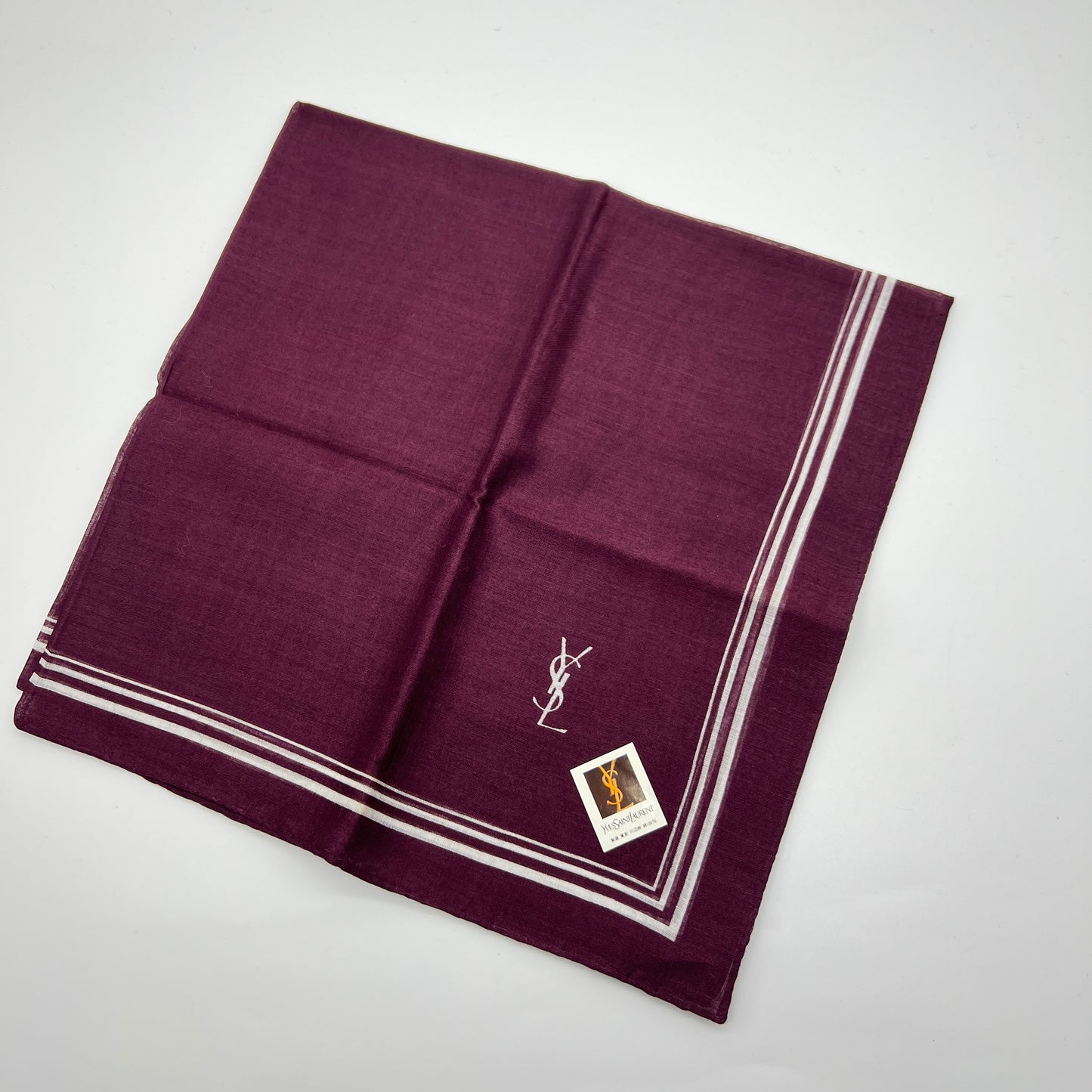 Yves Saint Laurent Vintage Unused Cotton Handkerchief, Pocket Square