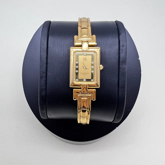 Givenchy Vintage Rectangle Ivory Face Golden Ladies Watch