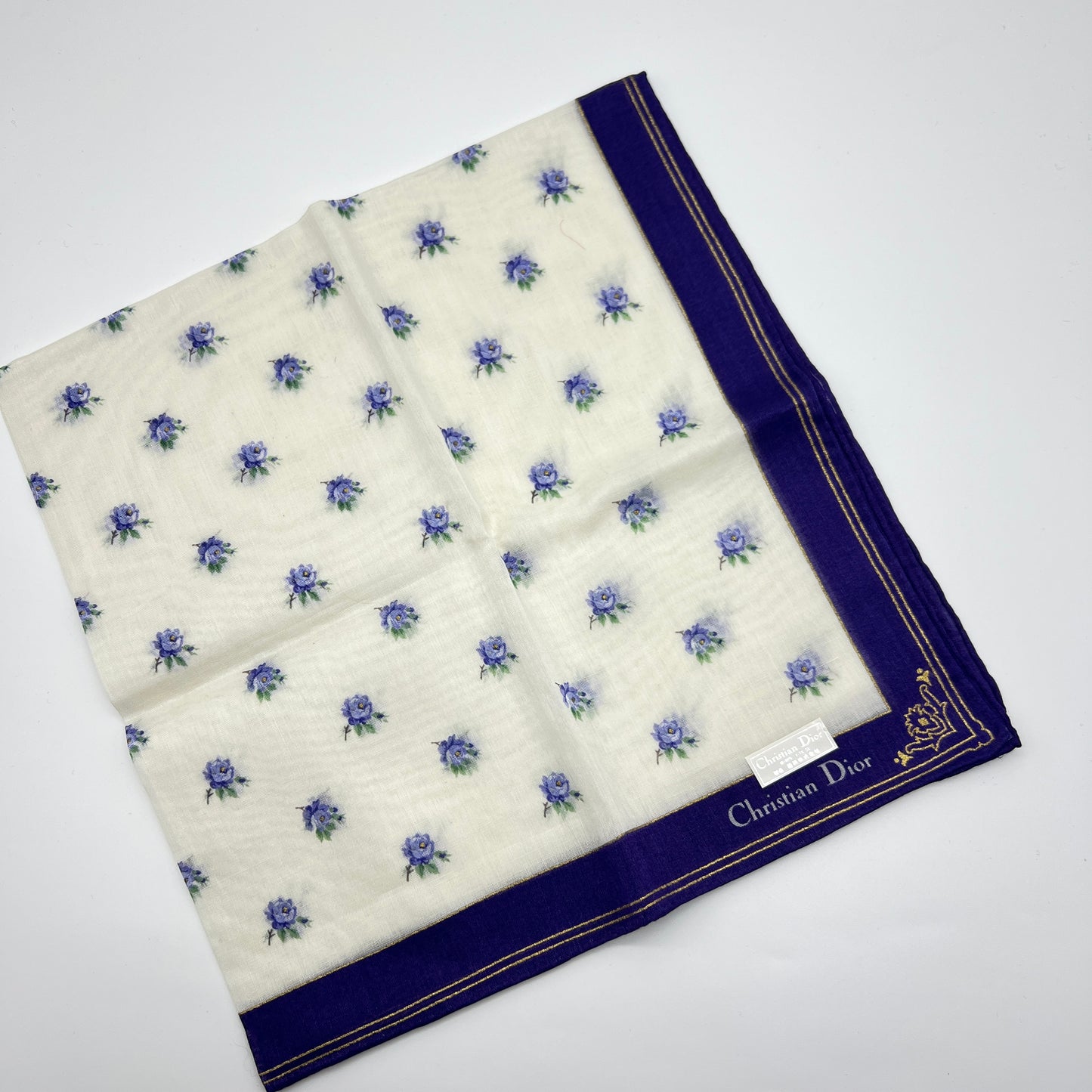 Christian Dior Vintage Unused Cotton Handkerchief, Pocket Square