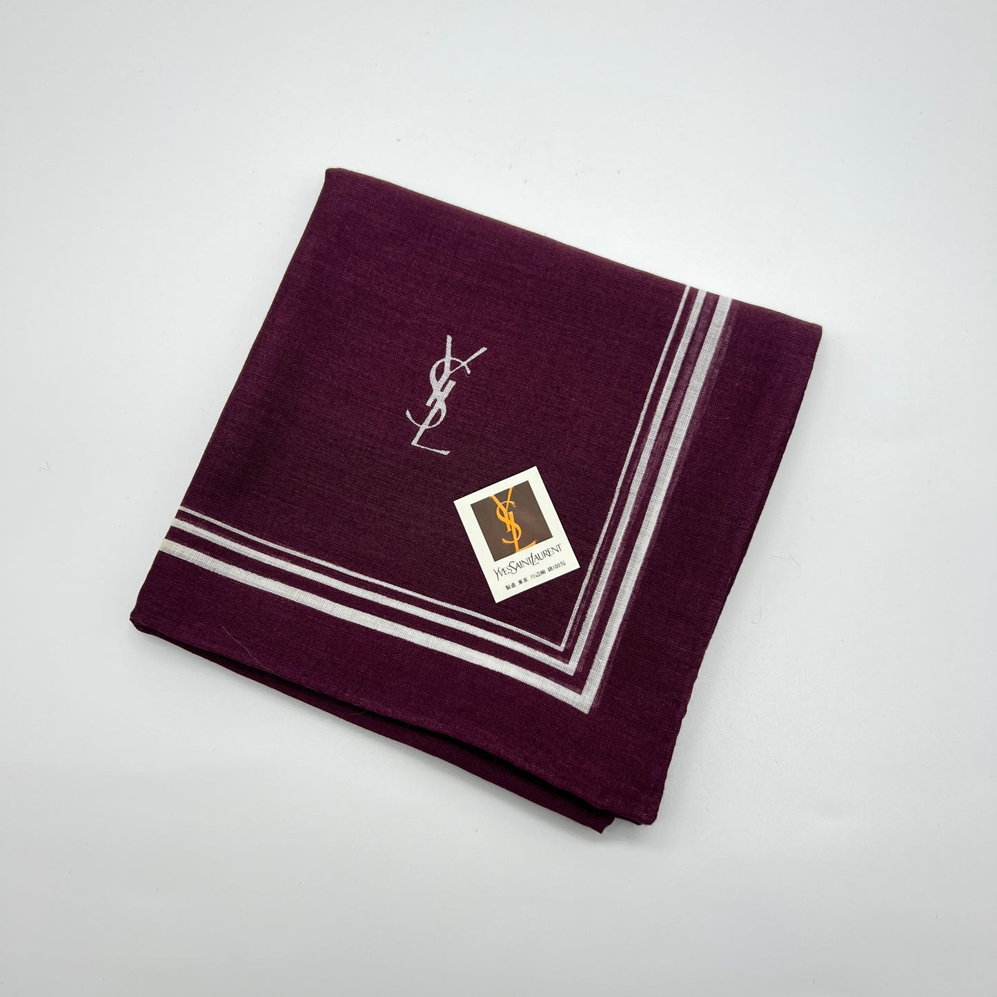 Yves Saint Laurent Vintage Unused Cotton Handkerchief, Pocket Square