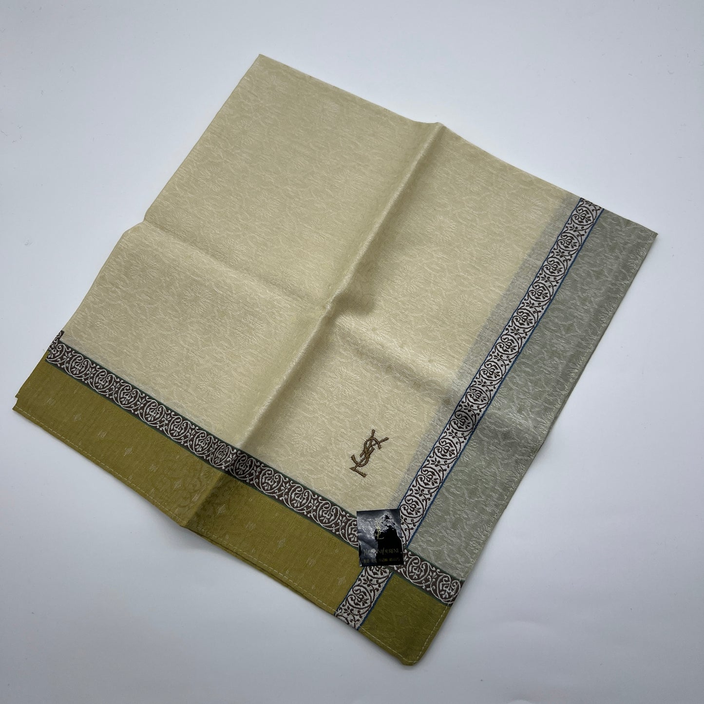 Yves Saint Laurent Vintage Unused Cotton Handkerchief, Pocket Square