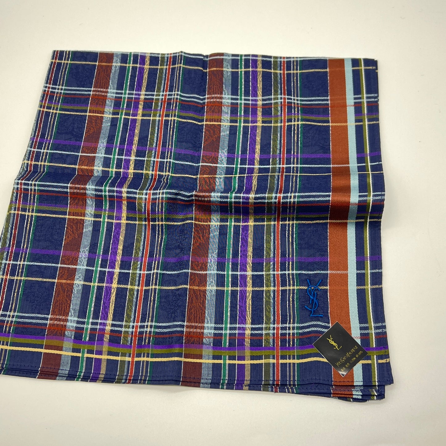 Yves Saint Laurent Vintage Unused Cotton Handkerchief, Pocket Square