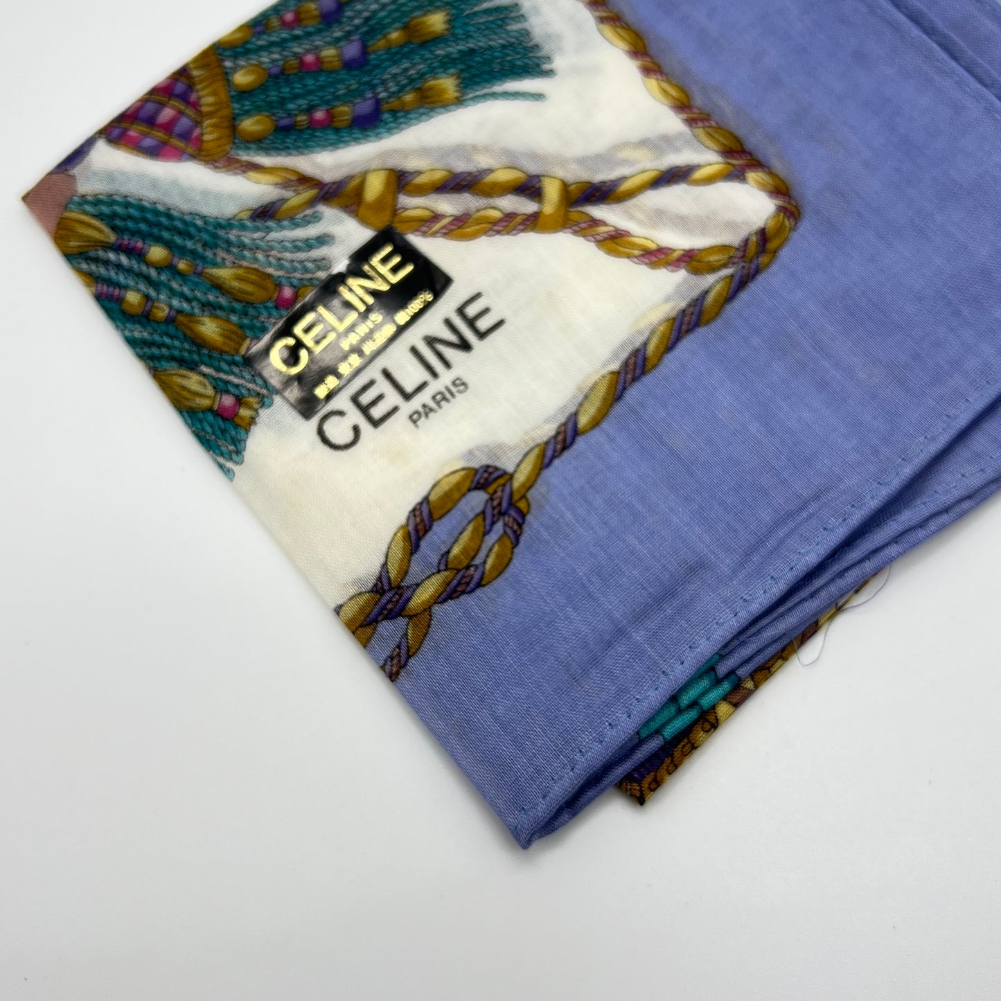 Celine Vintage Unused Cotton Handkerchief, Pocket Square