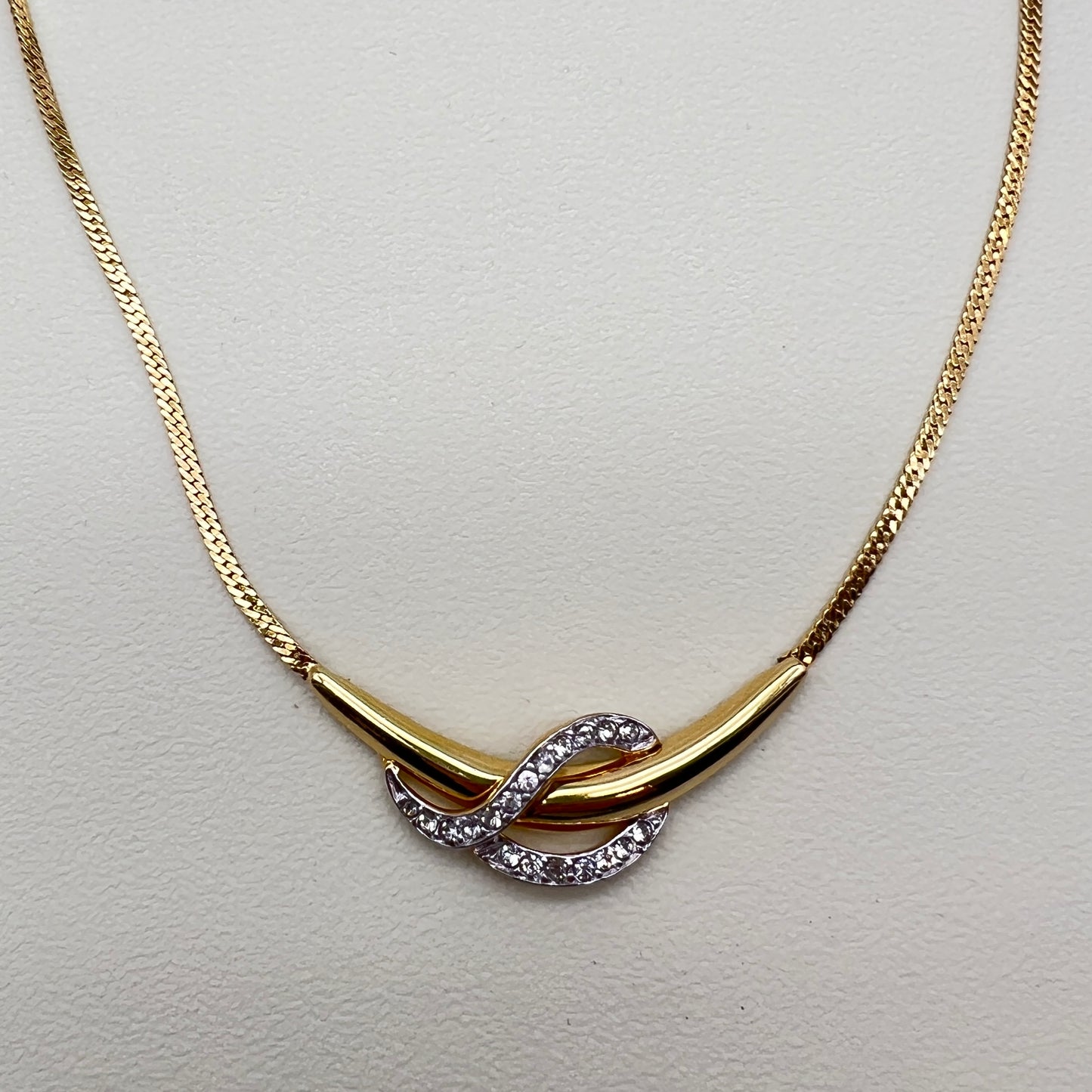 Valentino Mario Vintage Stylish Rhinestone Golden Pendant Necklace
