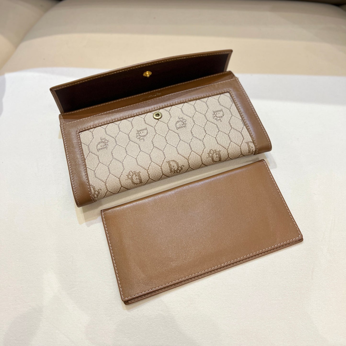 Christian Dior Vintage Brown Honeycomb Mini Pouch