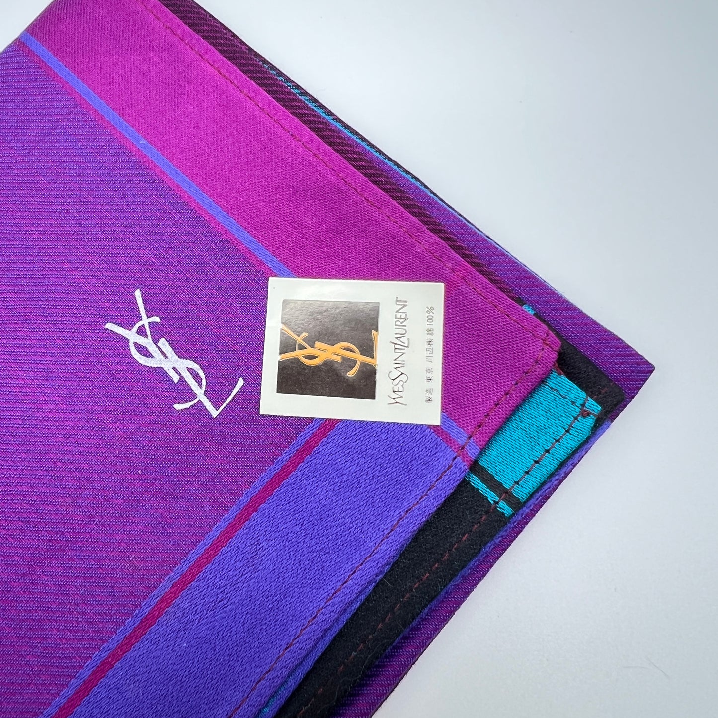 Yves Saint Laurent Vintage Unused Cotton Handkerchief, Pocket Square