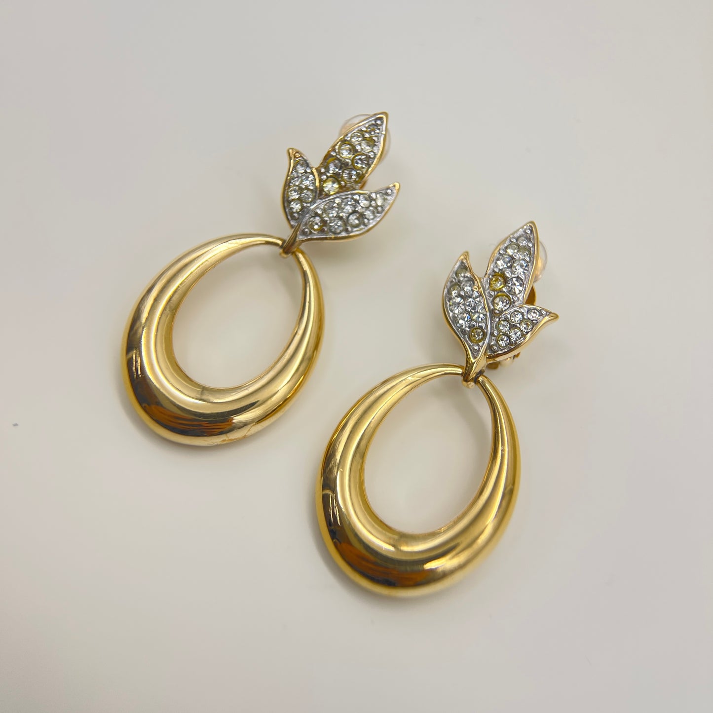 Givenchy Vintage Rhinestone Golden Clip-on Earrings