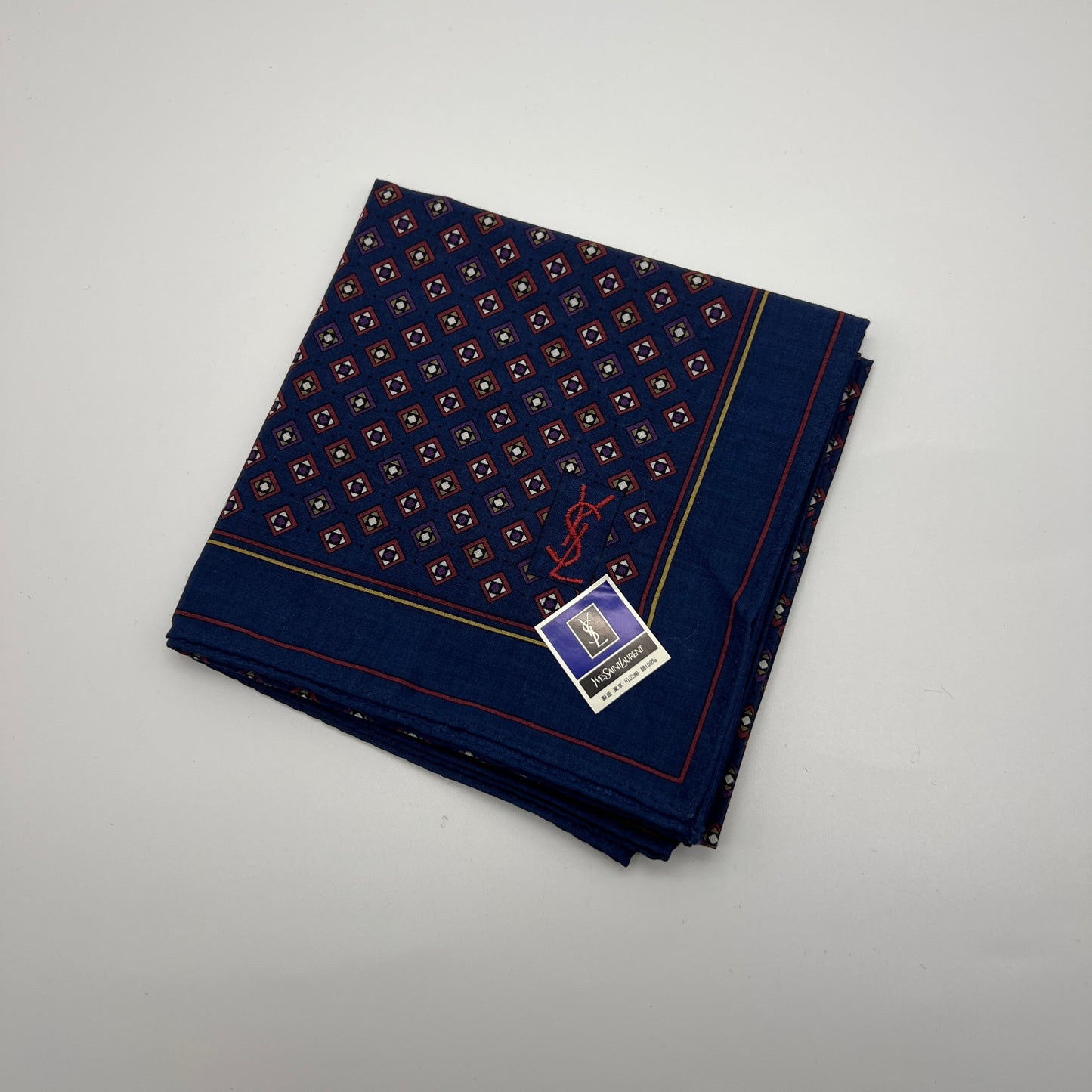 Yves Saint Laurent Vintage Unused Cotton Handkerchief, Pocket Square