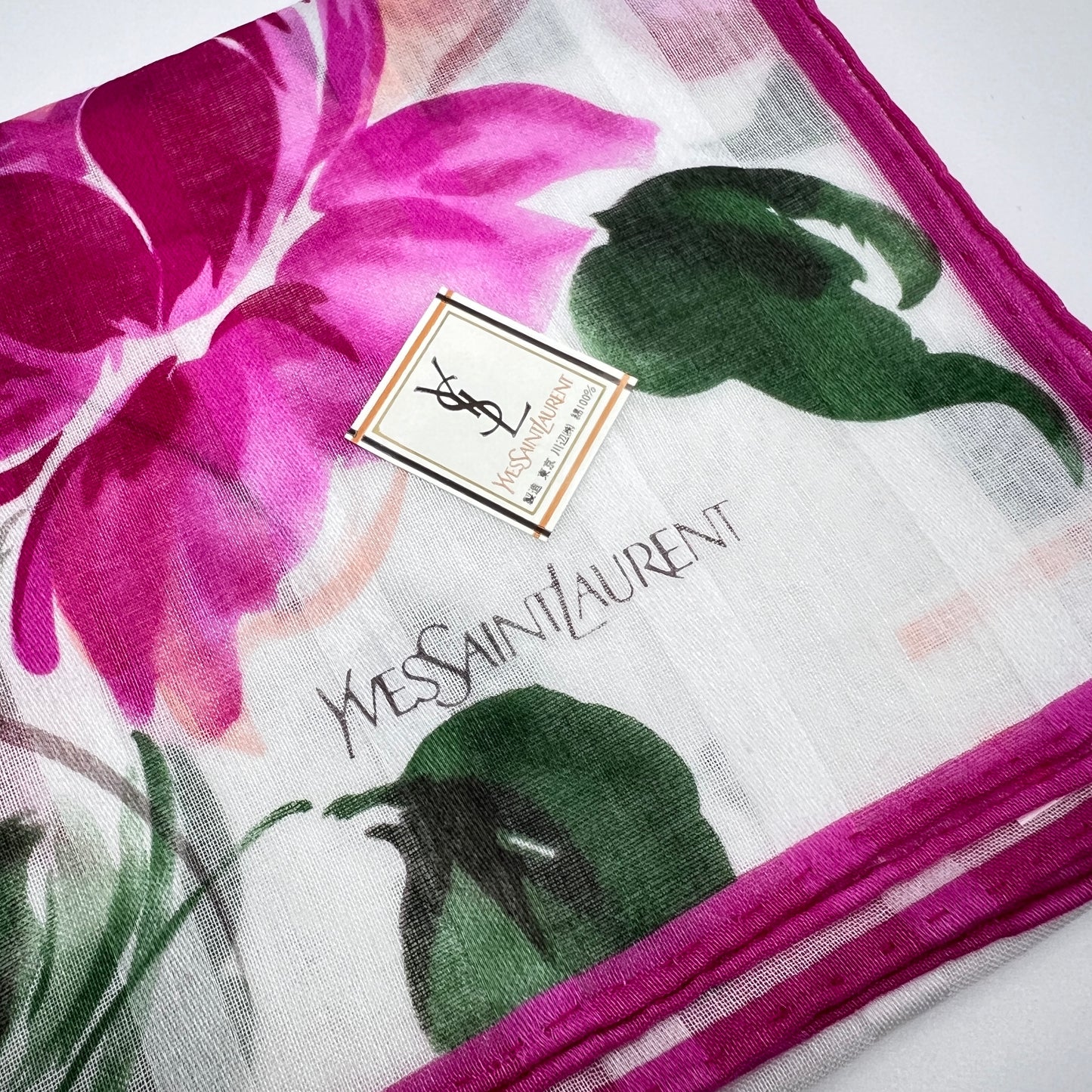 Yves Saint Laurent Vintage Unused Cotton Handkerchief, Pocket Square