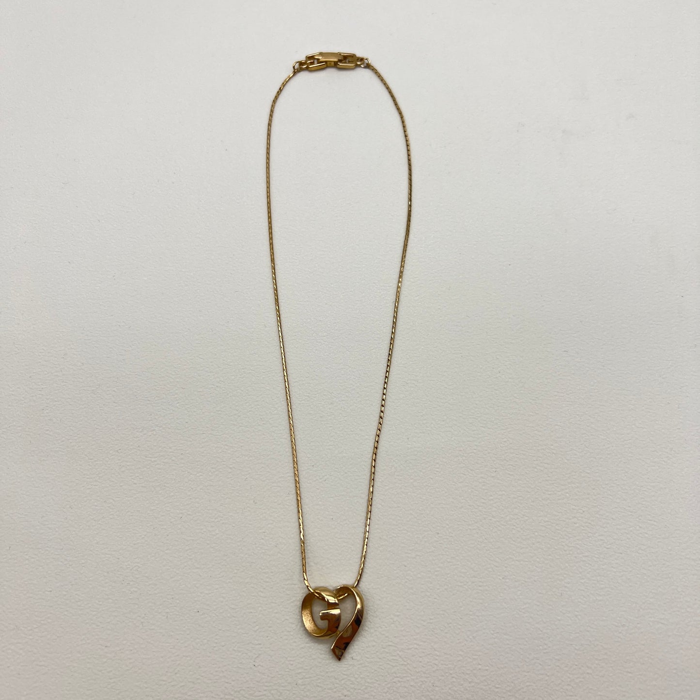 Givenchy Vintage G Logo Heart Pendant Golden Necklace