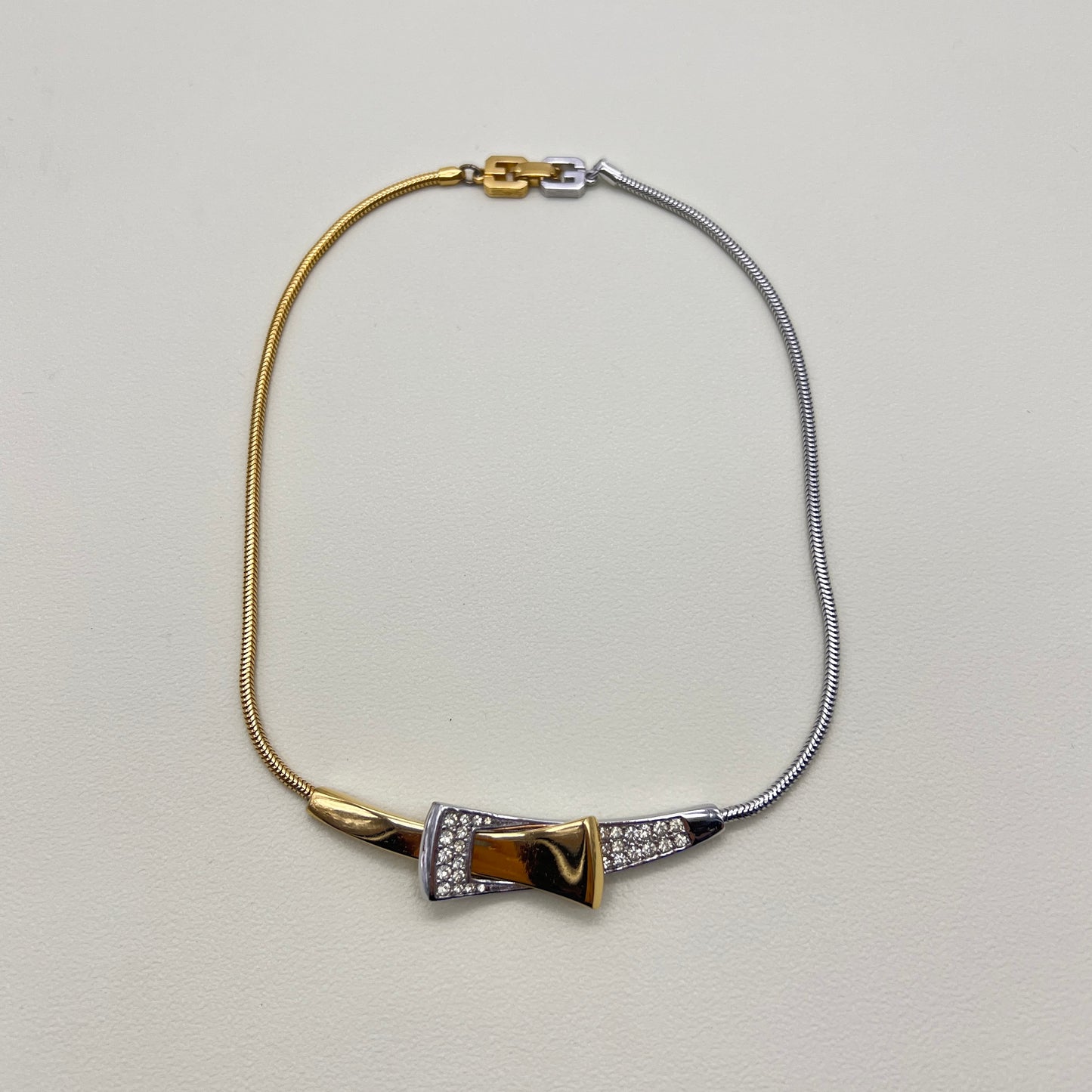 Givenchy Vintage Rhinestone Two Tone Necklace