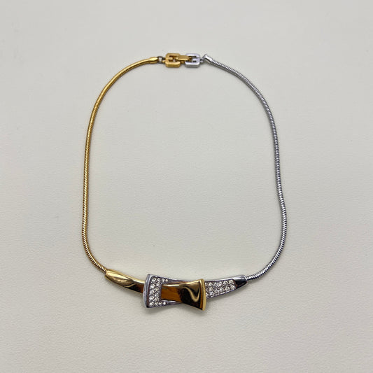 Givenchy Vintage Rhinestone Two Tone Necklace