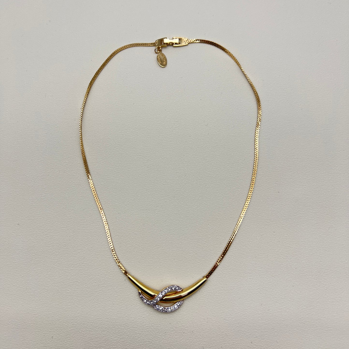 Valentino Mario Vintage Stylish Rhinestone Golden Pendant Necklace