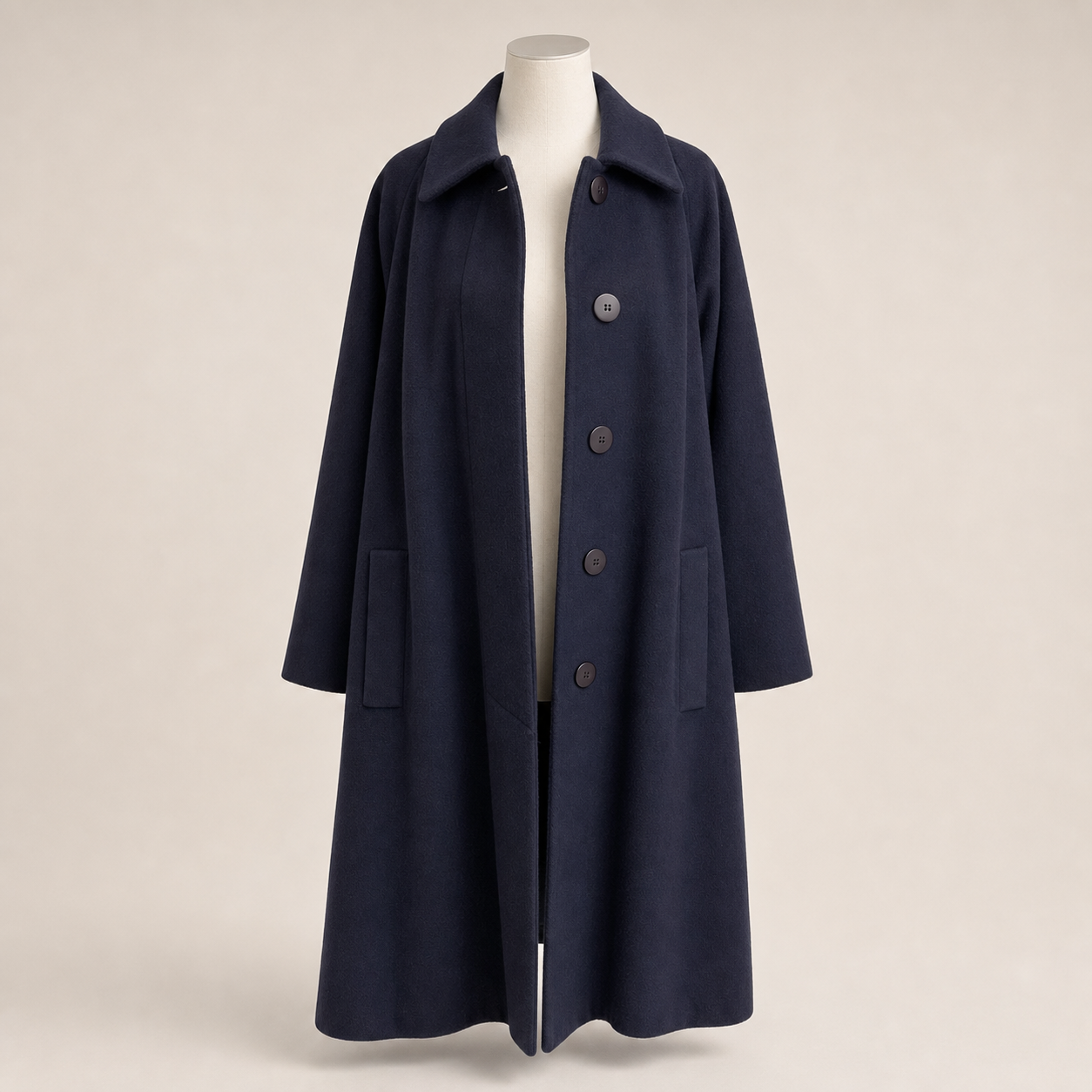 Christian Dior Vintage Navy Wool A-Line Coat Size 4