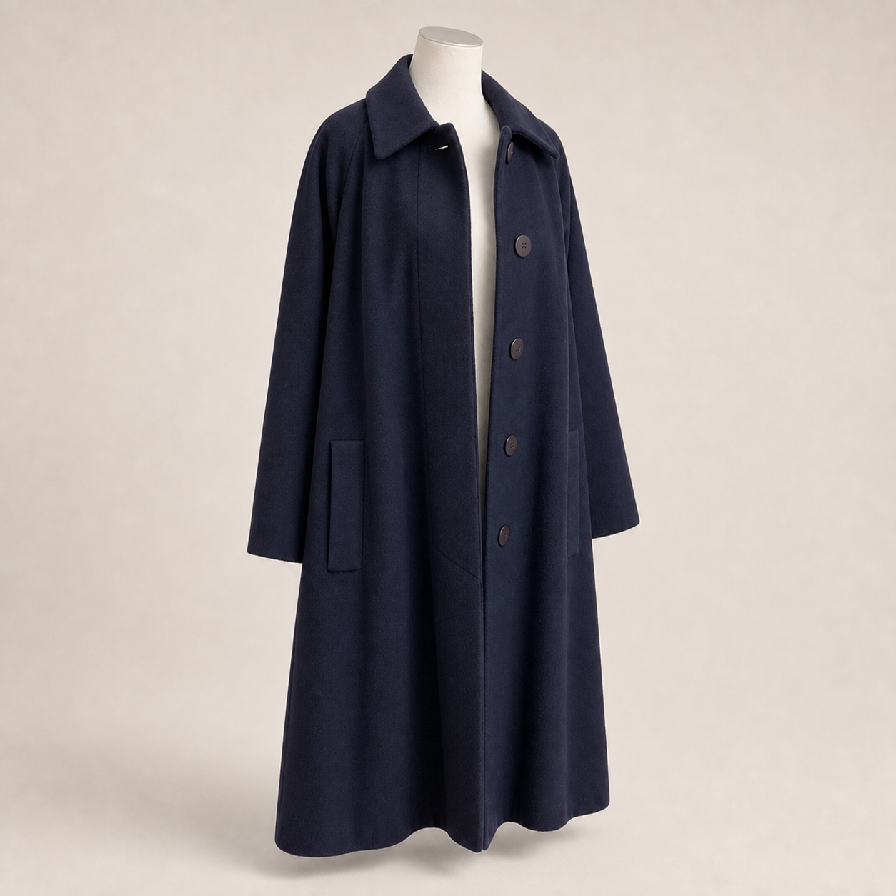 Christian Dior Vintage Navy Wool A-Line Coat Size 4