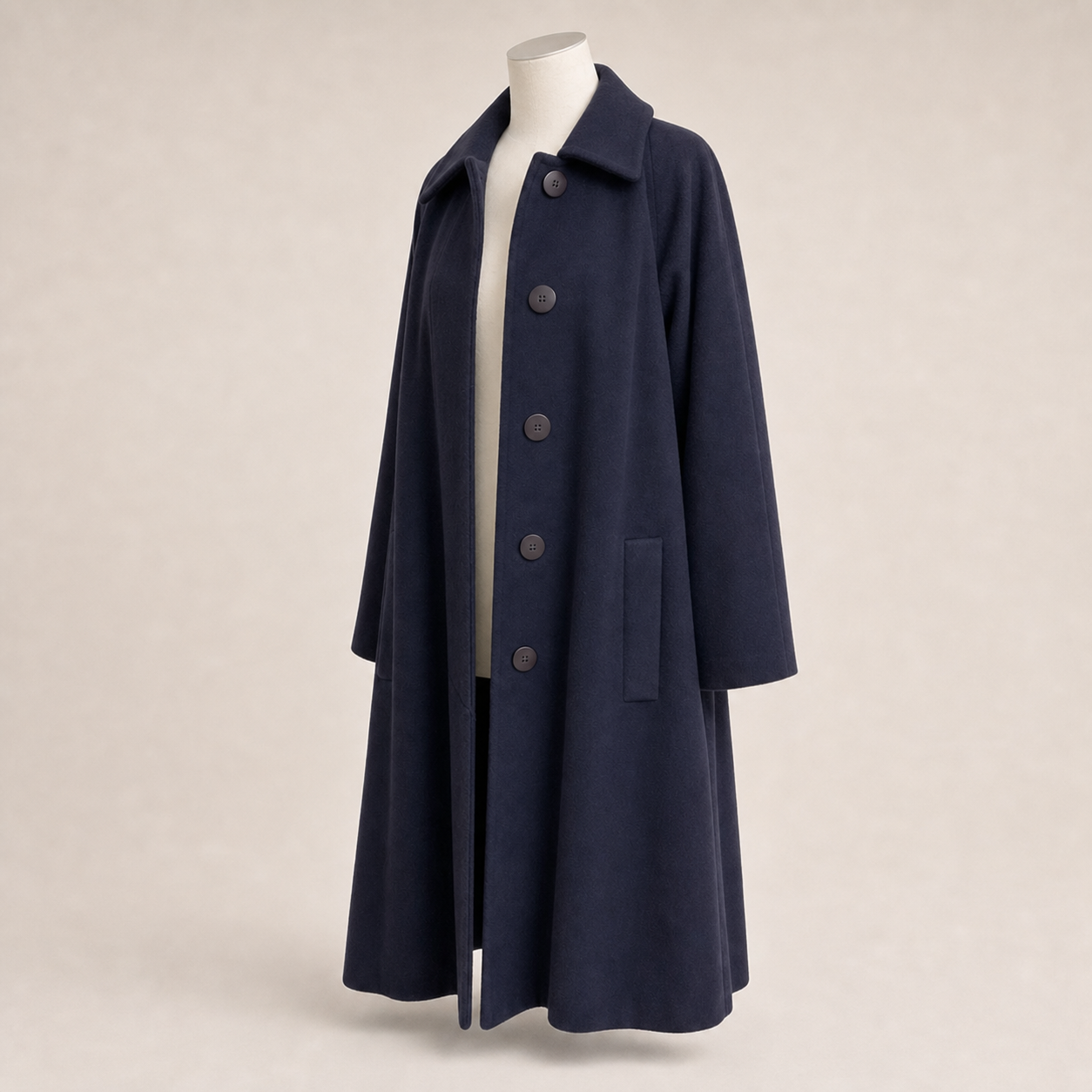 Christian Dior Vintage Navy Wool A-Line Coat Size 4